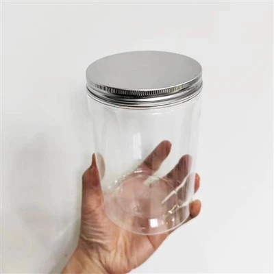 1 litro plastikiniai stiklainiai su sidabriniais dangteliais